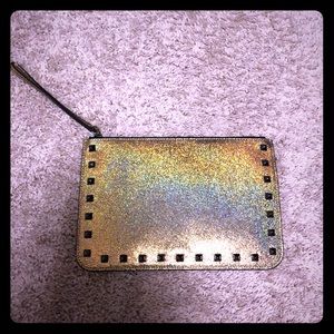 Gold Iridescent W/Studs Wristlet